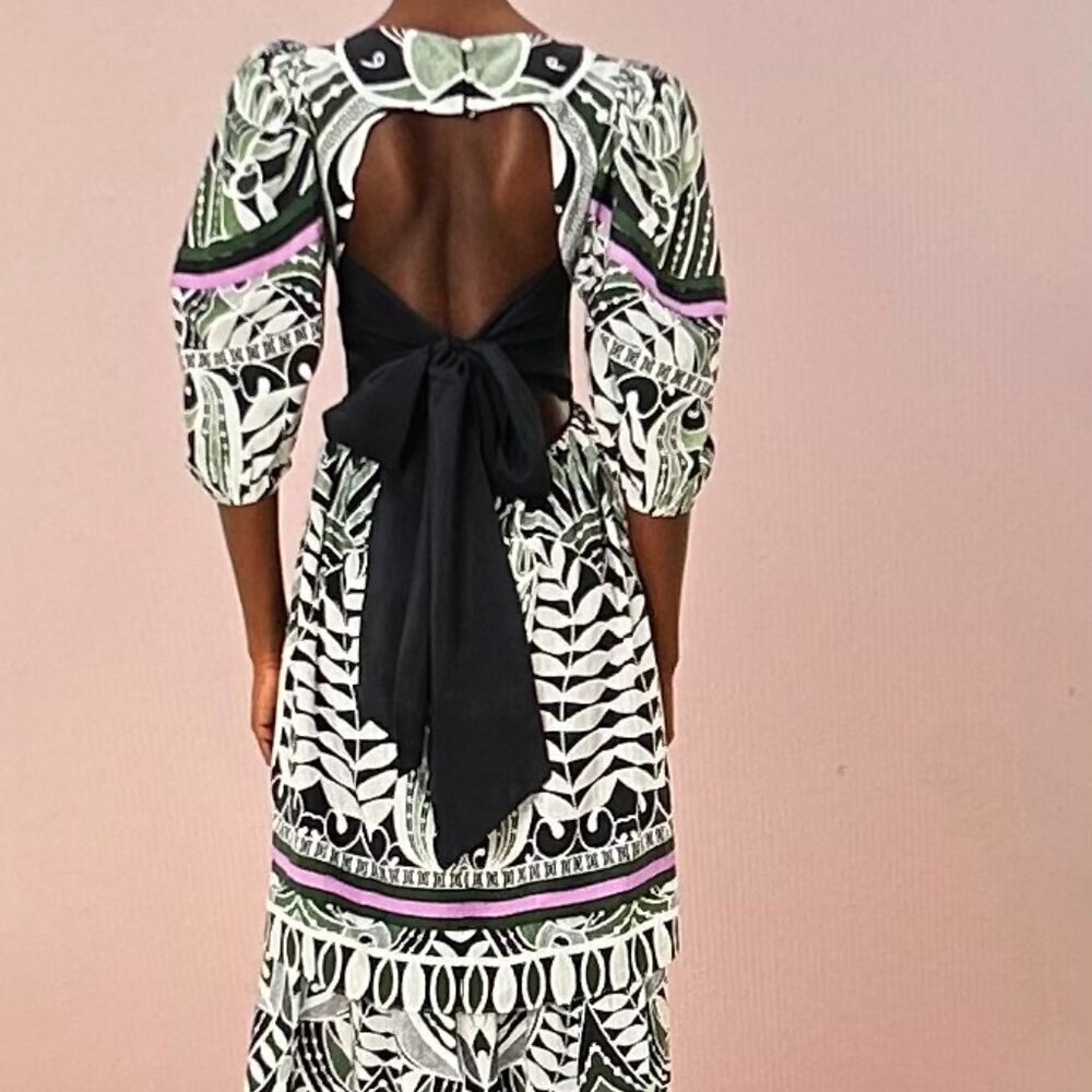 Farm Rio black lace nature short sleeve maxi dress Size  S in lace Nature Black - Picture 2 of 9